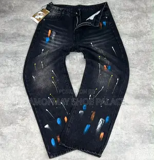 Black Cross Print Baggy Jeans