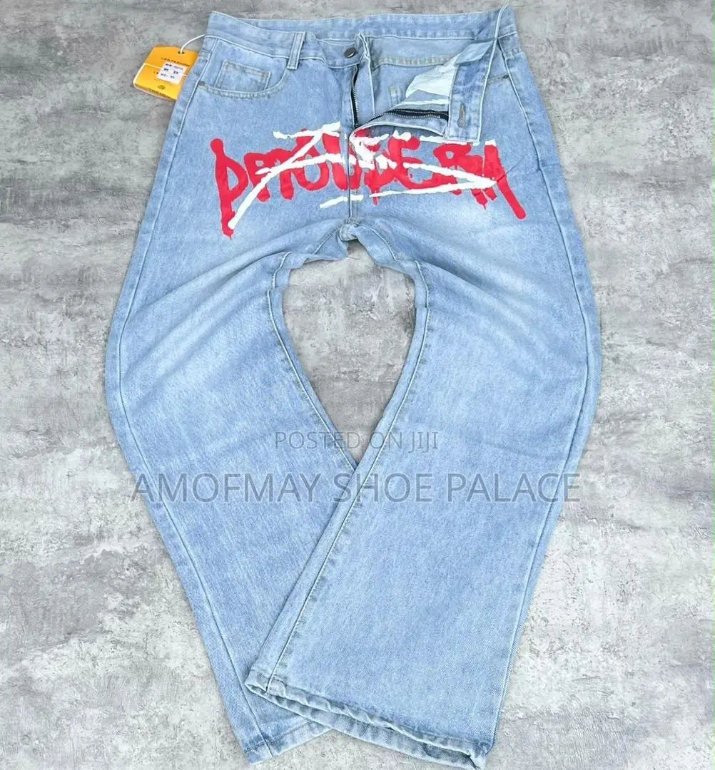 Black Cross Print Baggy Jeans