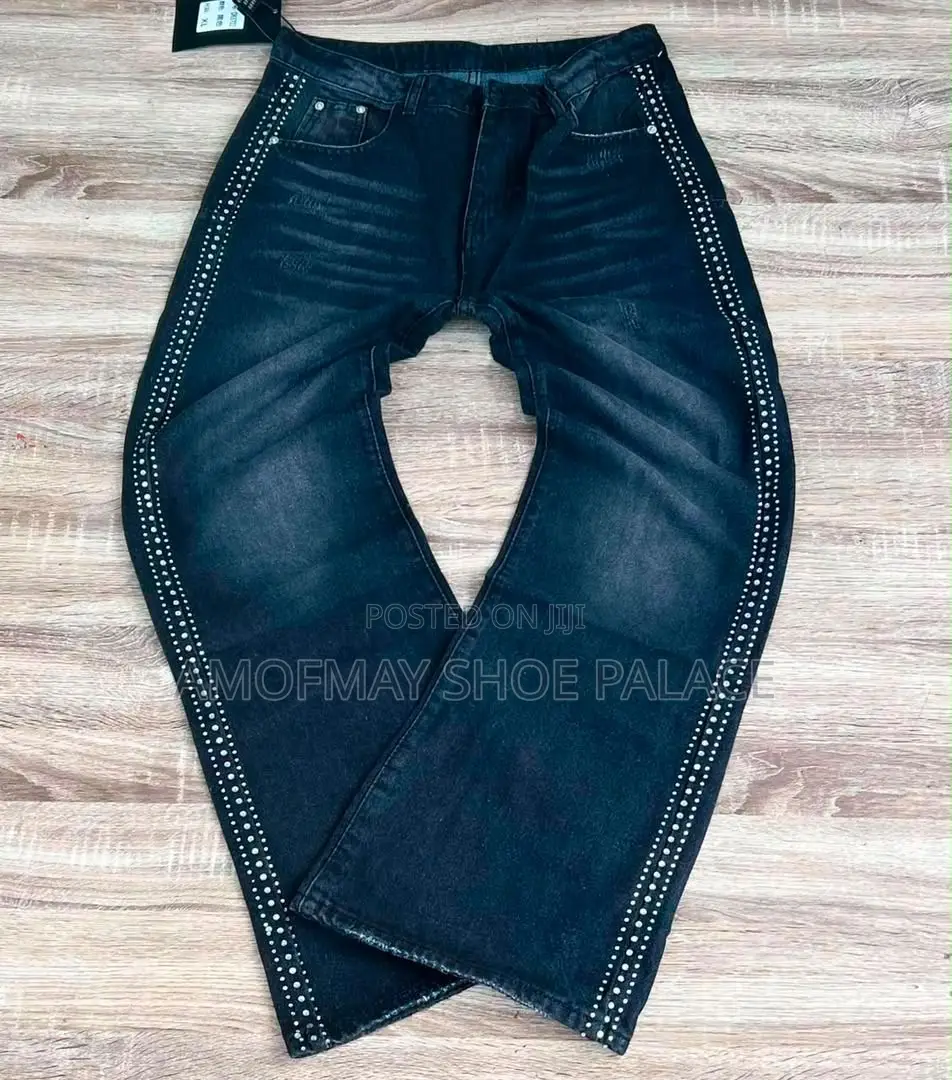 Black Cross Print Baggy Jeans