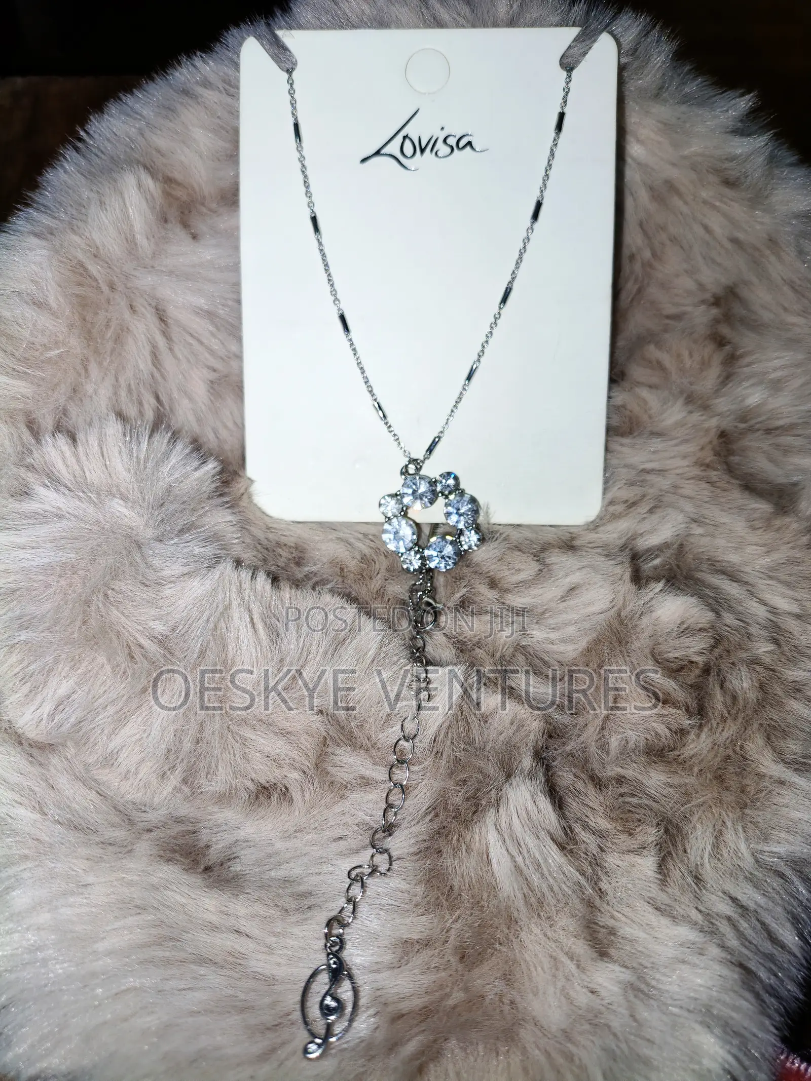 Crystal Circle Treble Clef Lariat Necklace