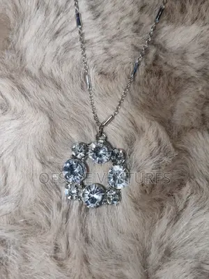 Crystal Circle Treble Clef Lariat Necklace