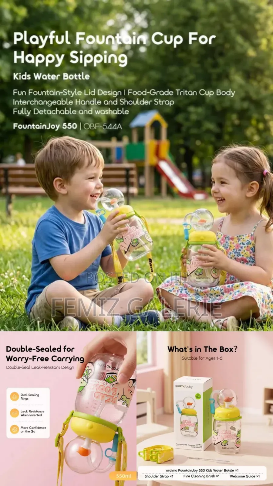 Oraimo FountainJoy 550 550ml LeakProof Tritan Design Kids Water Bottle