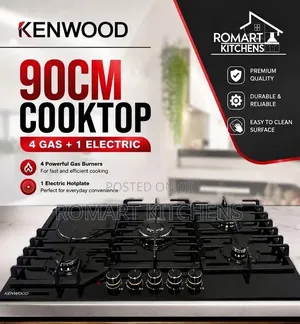 Kenwood 90cm Ceramic Glass Hybrid Cooktop. 4 Gas and 1 Electric