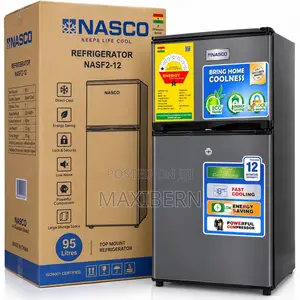 Nasco 95L Double Door Fridge With Top Freezer – NASF2-12S