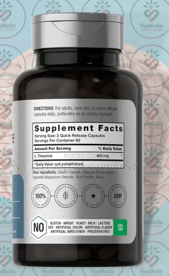 L-Theanine 400mg, 120 Capsules,Cognitive Mental Health