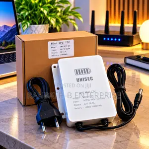 UNISEC Mini UPS 12V – 12V 2A Backup Power for Routers, Modems CCTV