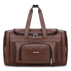 Leather Duffel Travel Bag - BROWN