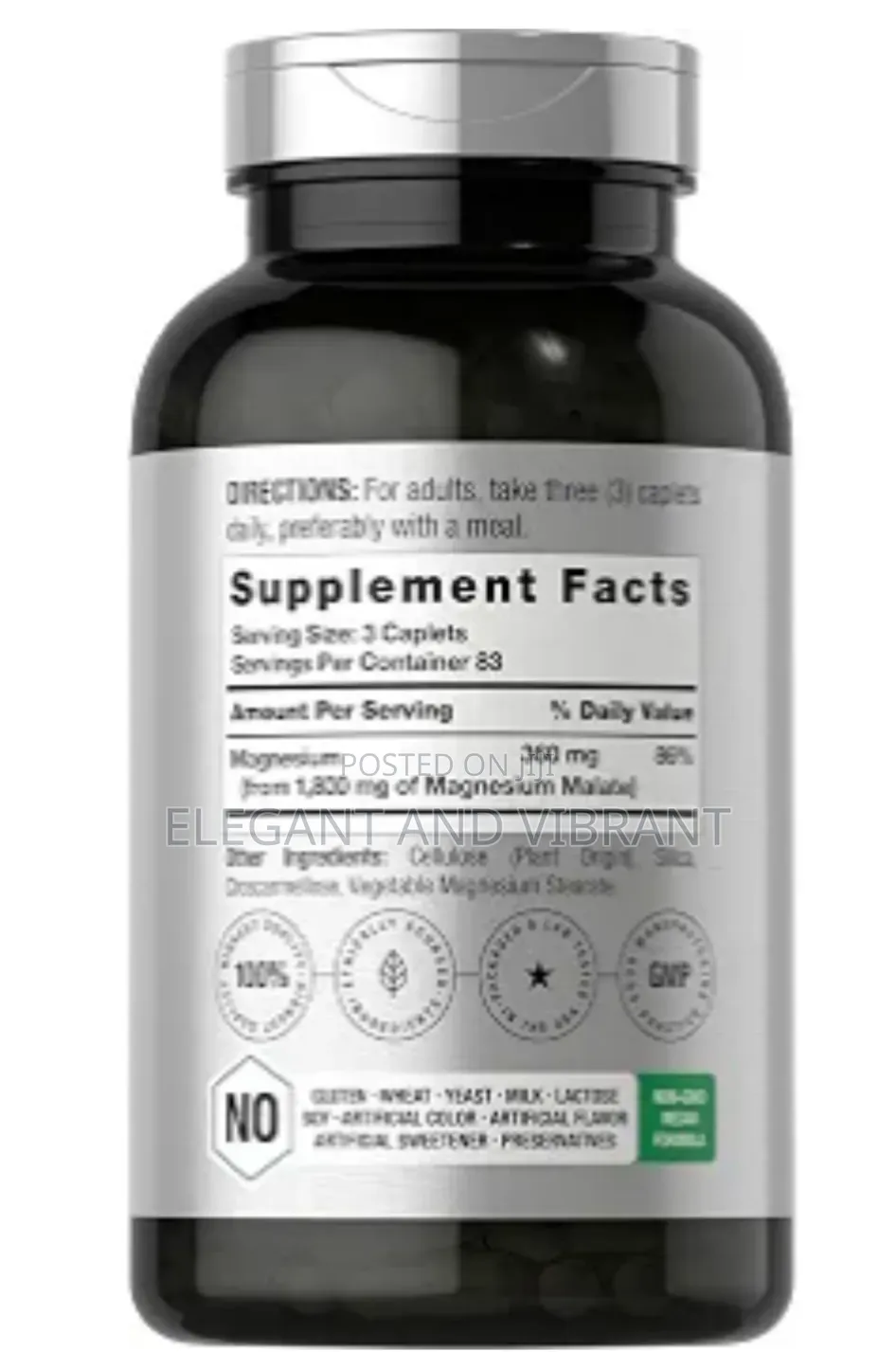 Magnesium Malate | 1800mg | 250 Caplets