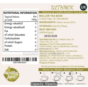 Mullein Leaf Tea Bags, Mullein Flower Leves Stems,Supports Breathing