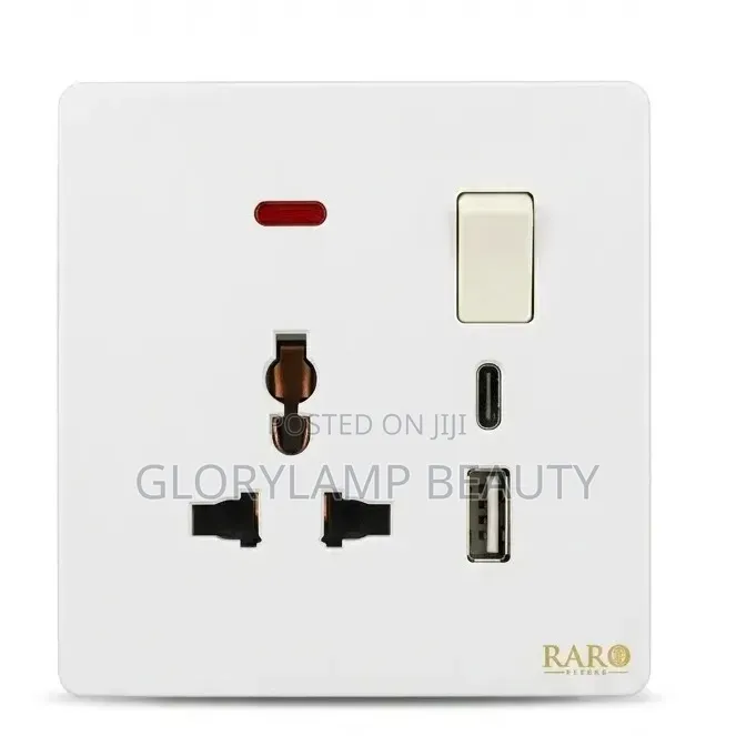 Universal Wall Socket With Switch, USB-A USB-C Charging Ports