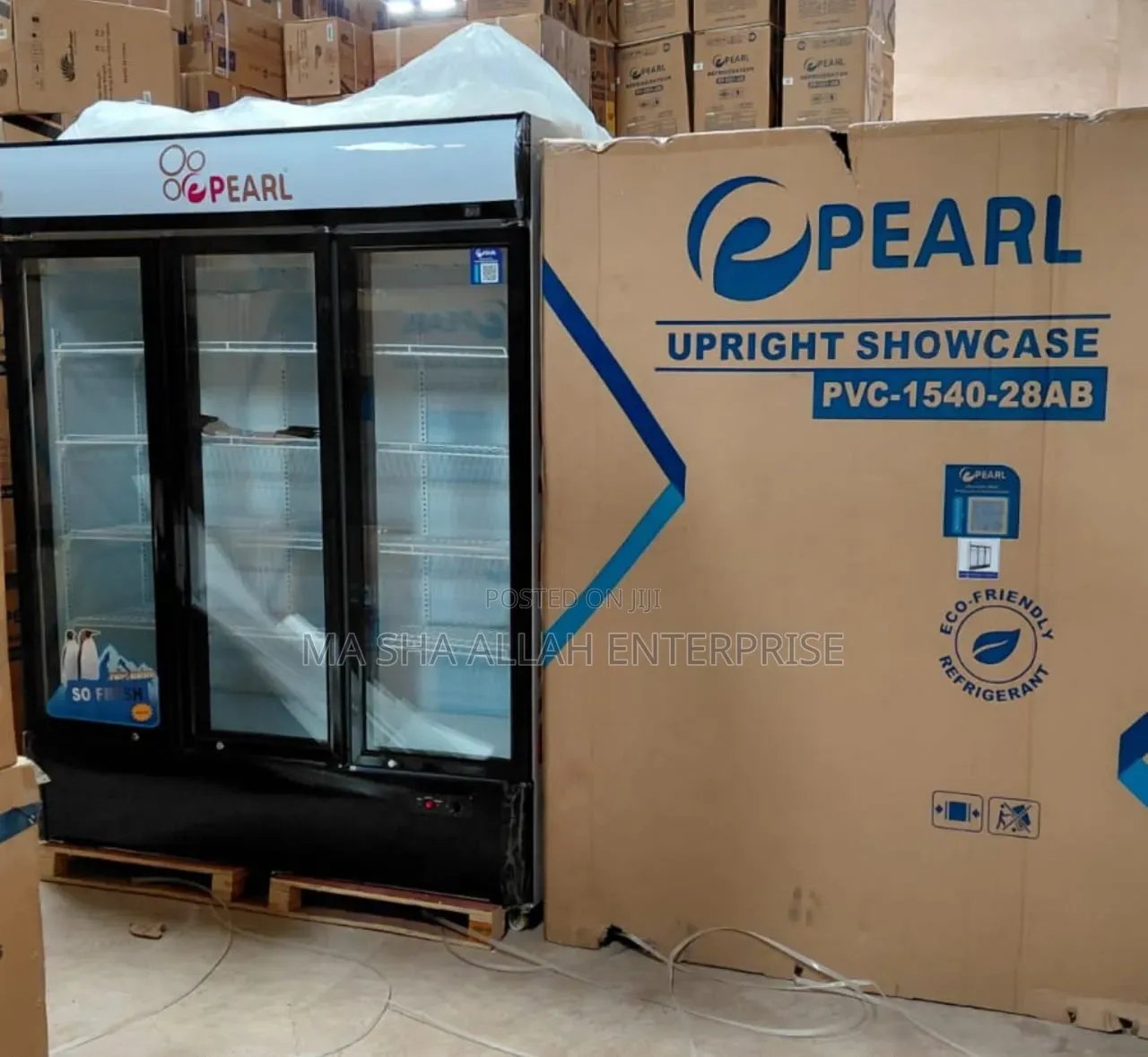 Powerful 1000 Liters Pearl Triple Door Display Showcase Fridge
