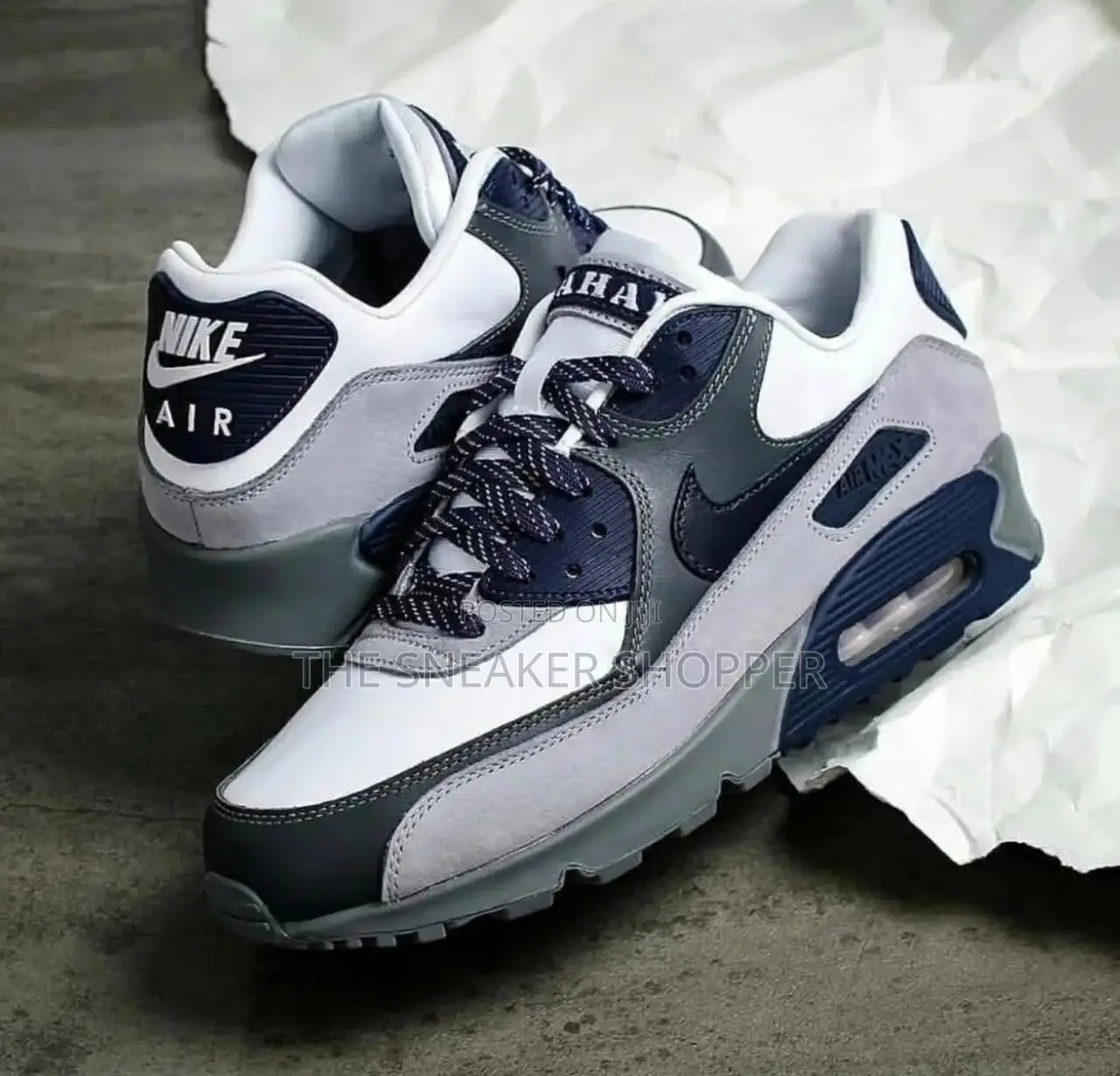 Nike Air Max 90 - "White / Wolf Grey / Midnight Navy"