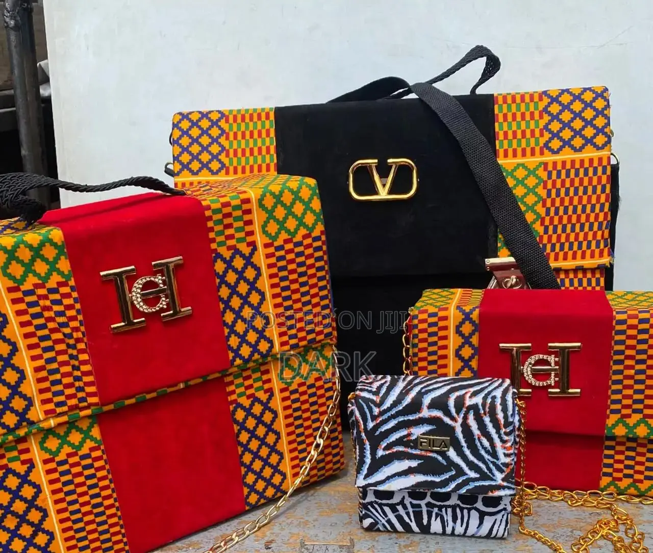 Handmade African Kente Box Bags