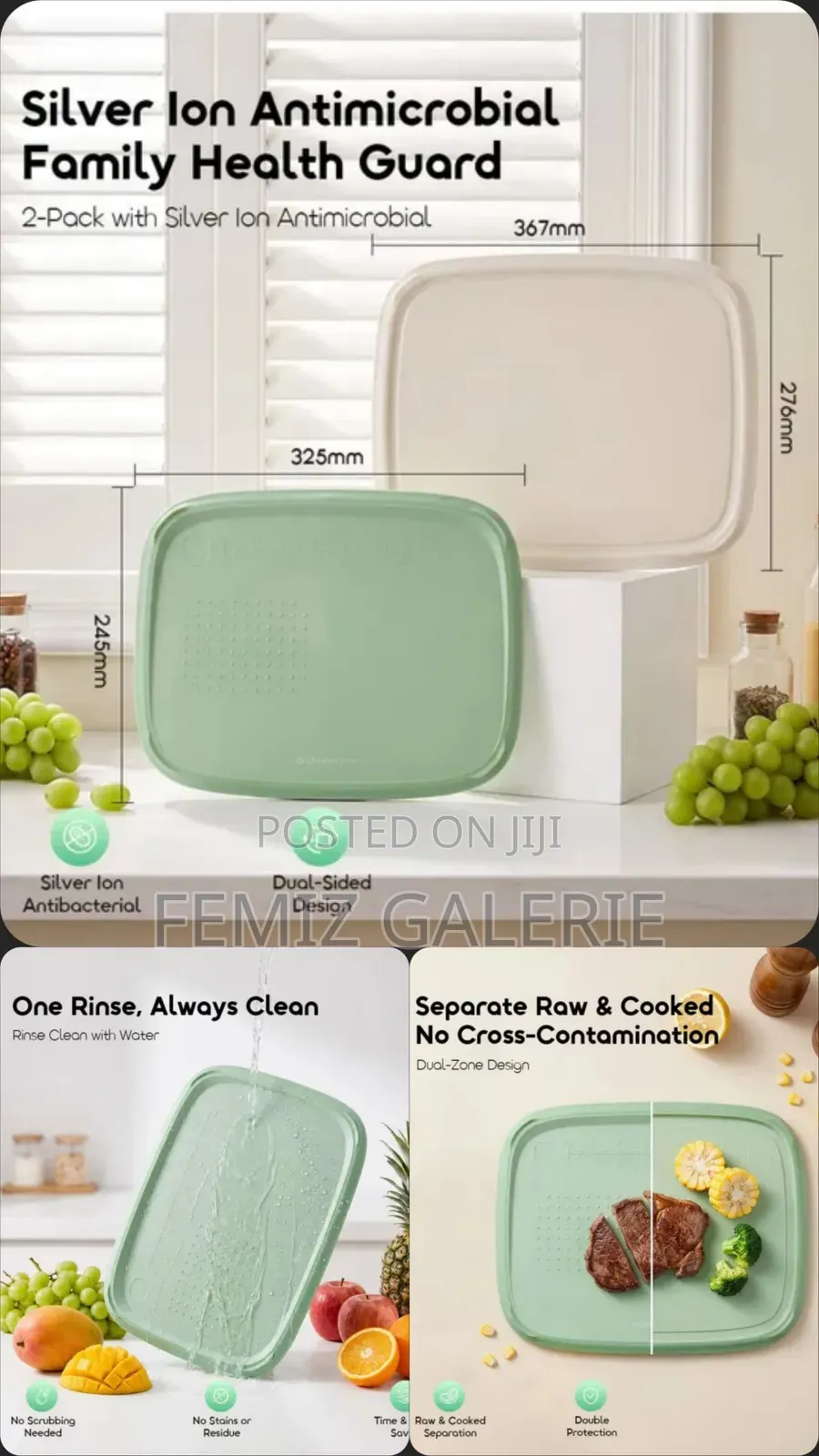 Oraimo MultiCut Duo Dual-Sided Antibacterial Cutting Board Set