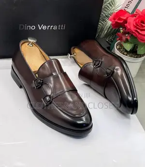 Dark Coffee Brown Burnished Leather Dress Shoes With a Sleek Slip-On.