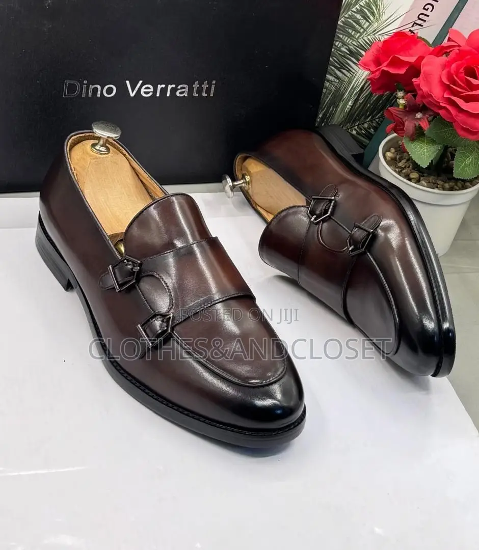 Dark Coffee Brown Burnished Leather Dress Shoes With a Sleek Slip-On.