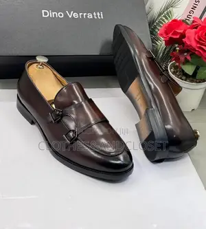 Dark Coffee Brown Burnished Leather Dress Shoes With a Sleek Slip-On.
