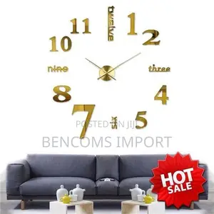 Modern DIY Wall Clock for Living Room, Bedroom Office- Gold Color