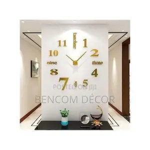 Modern DIY Wall Clock for Living Room, Bedroom Office- Gold Color