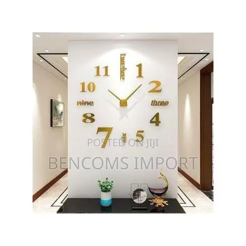 Modern DIY Wall Clock for Living Room, Bedroom Office- Gold Color