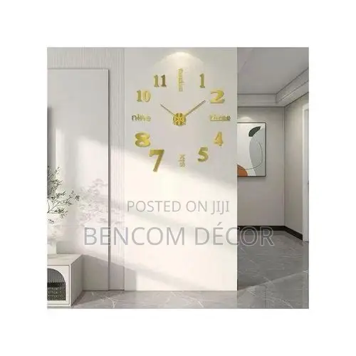 Modern DIY Wall Clock for Living Room, Bedroom Office- Gold Color