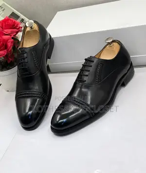 Men's Black Polished Leather Oxford Shoes