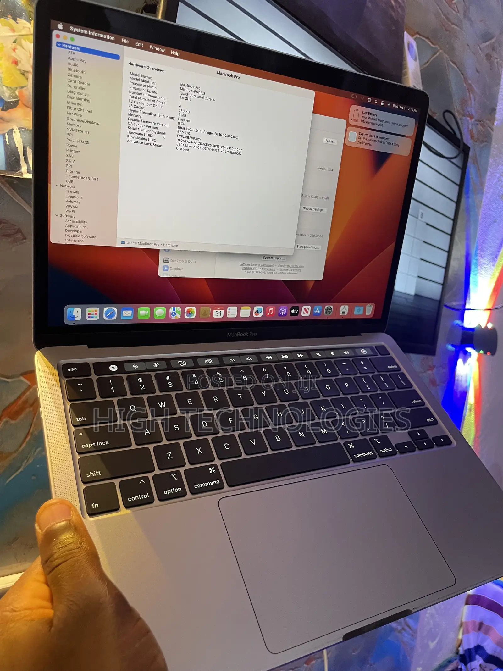 Laptop Apple MacBook Pro 2020 8GB Intel Core i5 SSD 256GB