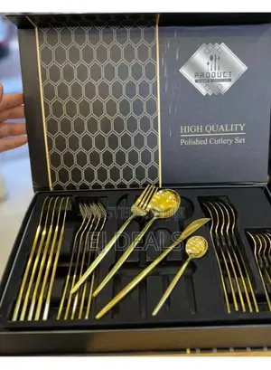 Polished Gold Stainless Steel Cutlery Set 24pcs