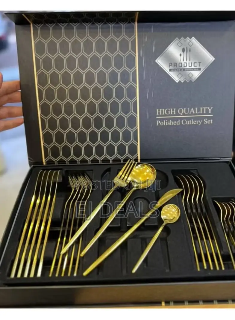 Polished Gold Stainless Steel Cutlery Set 24pcs