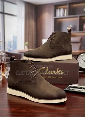 Brown Chukka-Style Ankle Boots With a Smooth Suede Texture