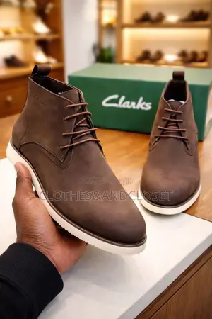 Brown Chukka-Style Ankle Boots With a Smooth Suede Texture
