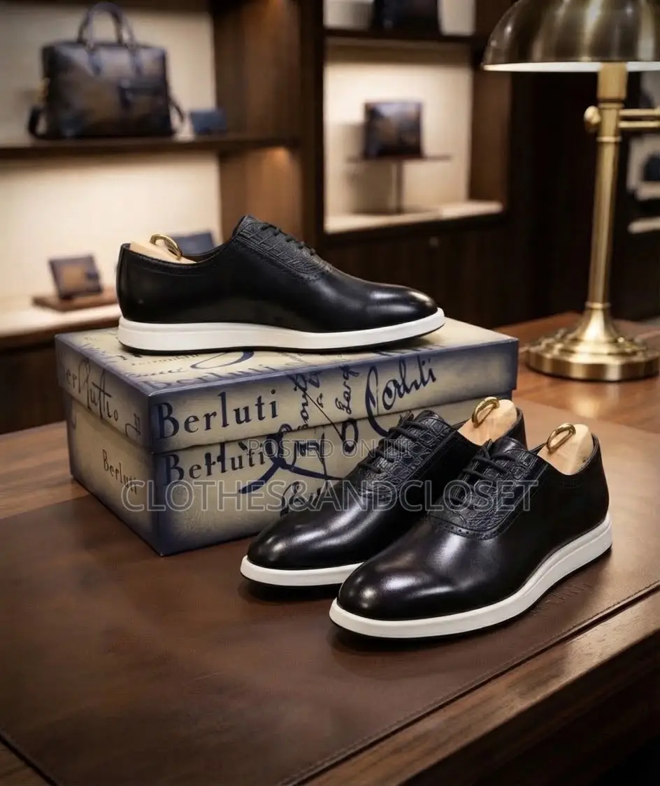 Men's Black Leather Dress Sneakers