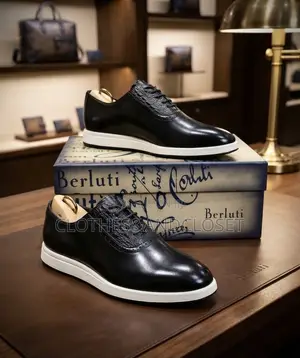 Men's Black Leather Dress Sneakers