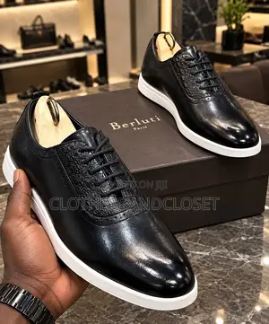 Men's Black Leather Dress Sneakers