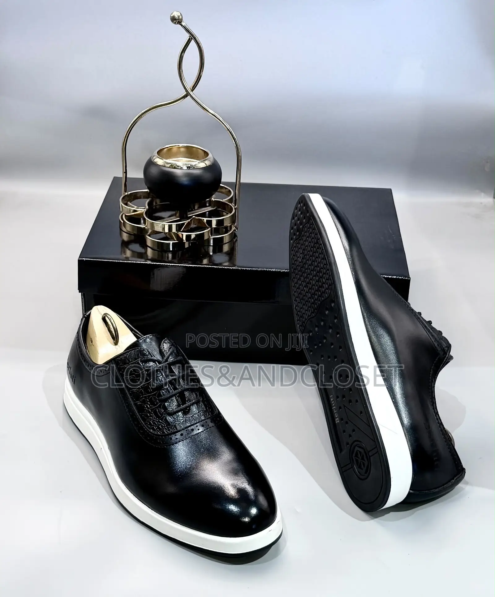 Men's Black Leather Dress Sneakers