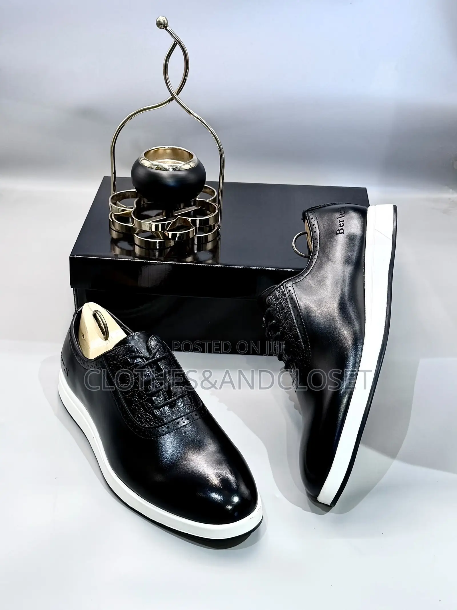 Men's Black Leather Dress Sneakers