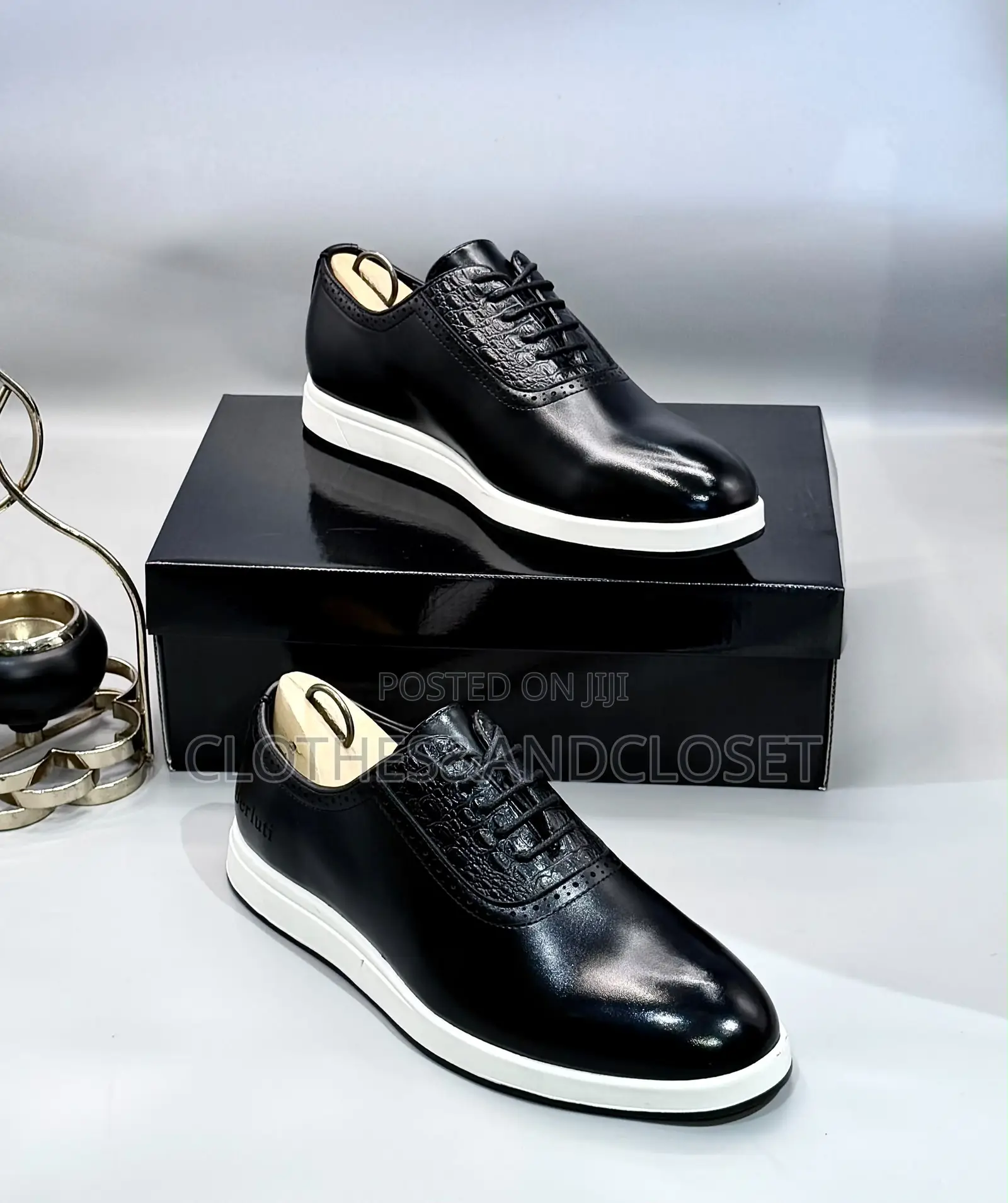 Men's Black Leather Dress Sneakers