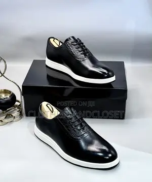 Men's Black Leather Dress Sneakers