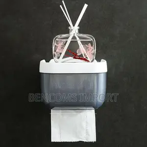 Wall Mounted Toilet Roll Holder - Black White