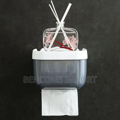 Wall Mounted Toilet Roll Holder - Black White