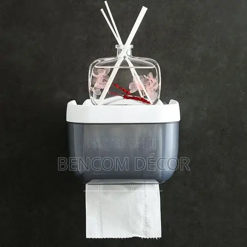 Wall Mounted Toilet Roll Holder - Black White