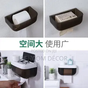 Wall Mounted Toilet Roll Holder - Black White