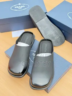 Prada Black Leather Slippers – Luxury Men’s Slippers