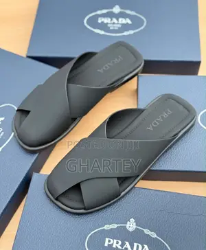 Men’s High Quality Leather Casual Prada Slippers