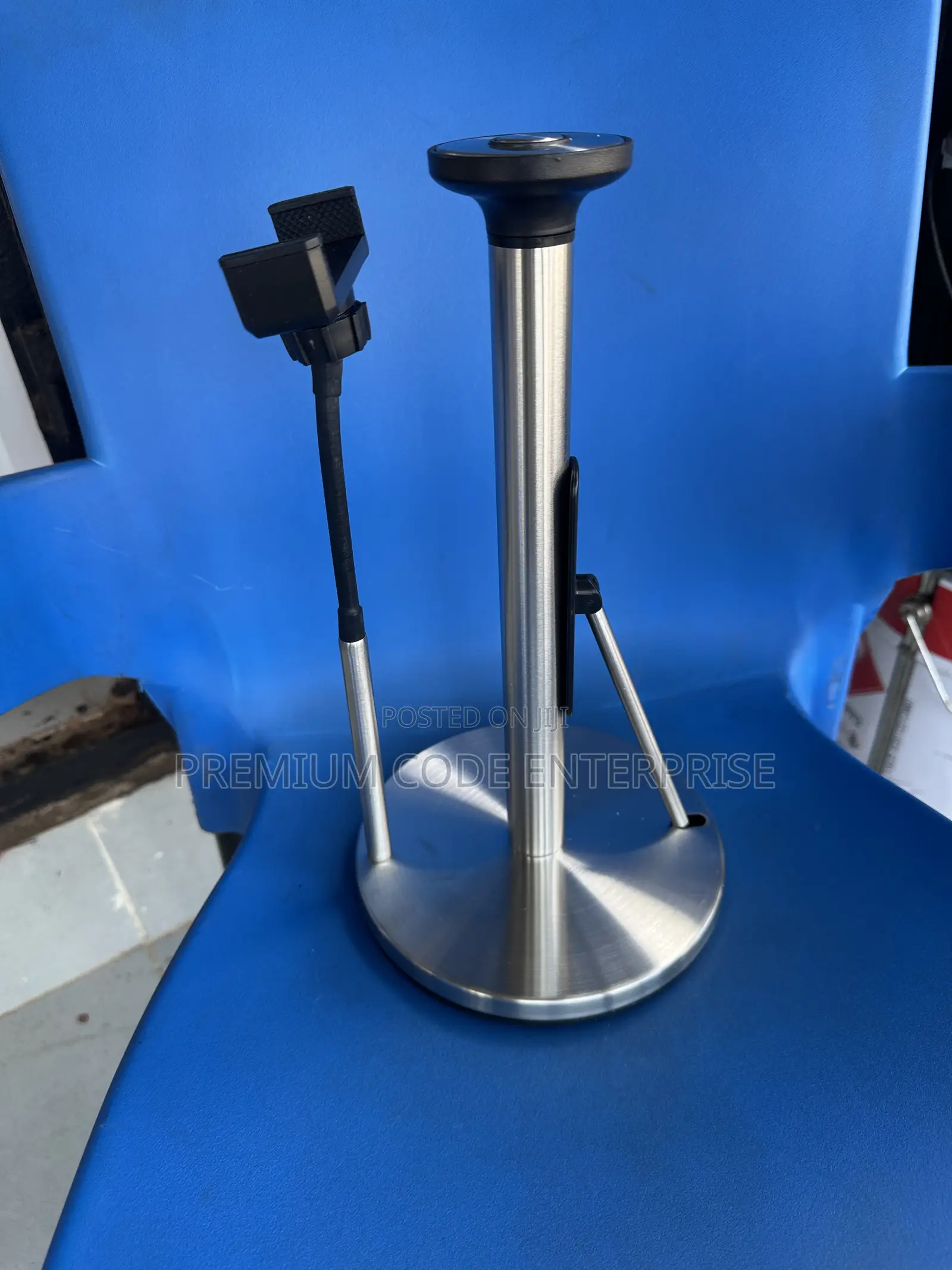 Jumbo Tissue Holder With Phone Shelf Stainless Steel