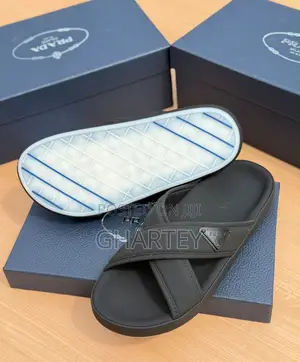 Prada Black Cross-Strap Slippers – Sleek Luxury, Everyday Comfort