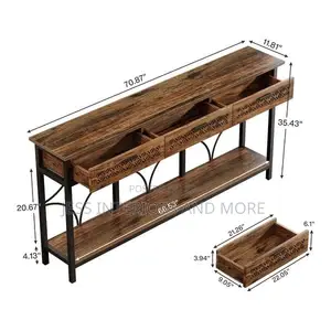 Console Table With 3 Drawers and Storage Shelf