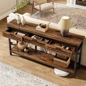 Console Table With 3 Drawers and Storage Shelf