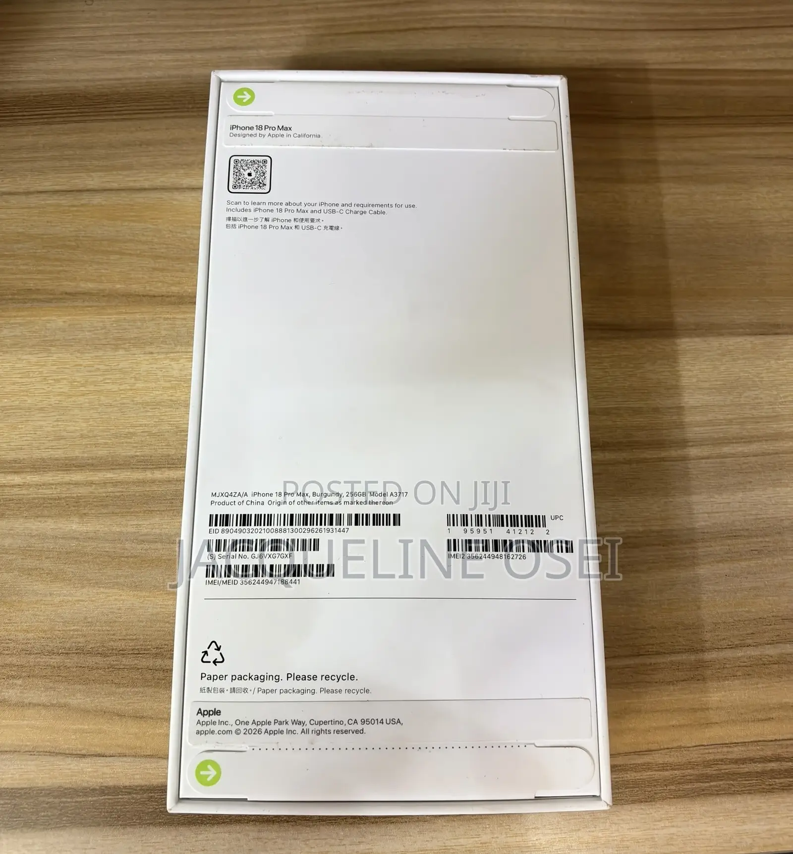 New Apple iPhone 18 Pro Max 256 GB Purple