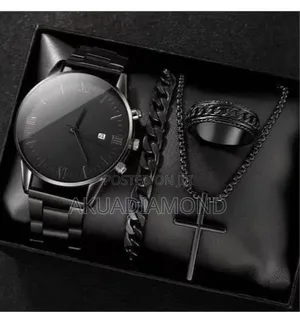 5 Pieces Men Watch Jewellery Set